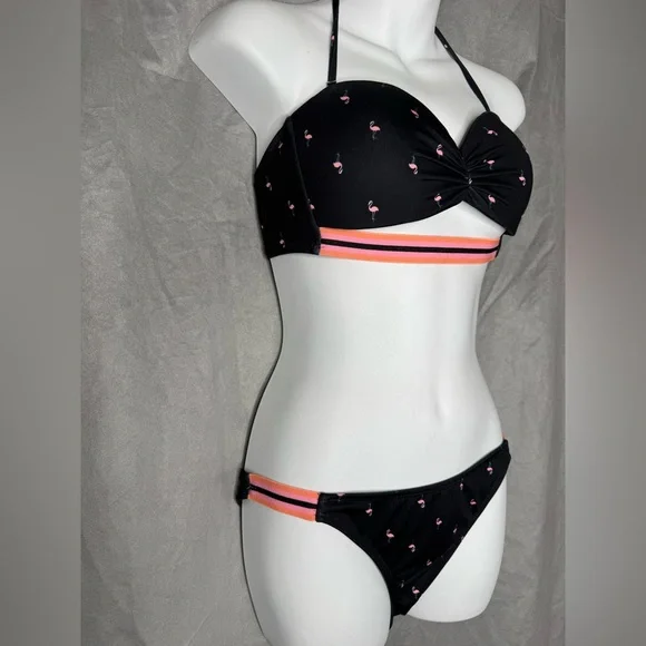 Black Bikini with Pink Flamingo Accents - Picture 4 of 7